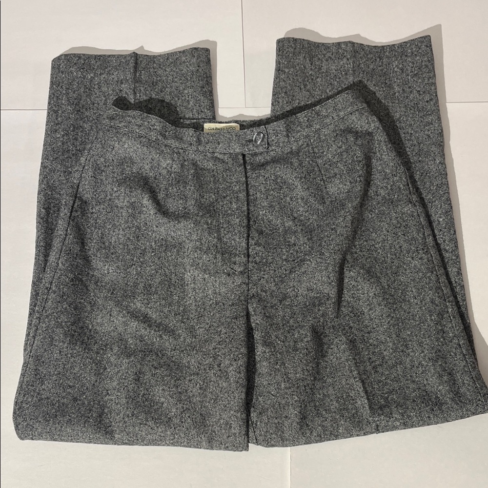 G.H. Bass & Co. Vintage Charcoal Gray Straight Leg Pleated Wool Pants sz 8